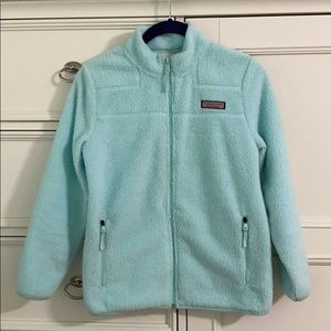 Girls Aqua Vineyard Vines Zip Up Sweater
